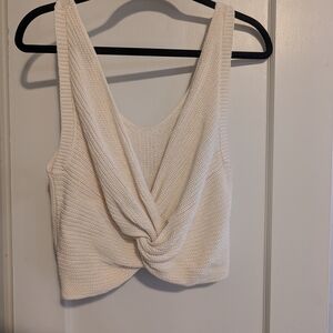 Lulu's Cream Twist Back Knit Crop Top